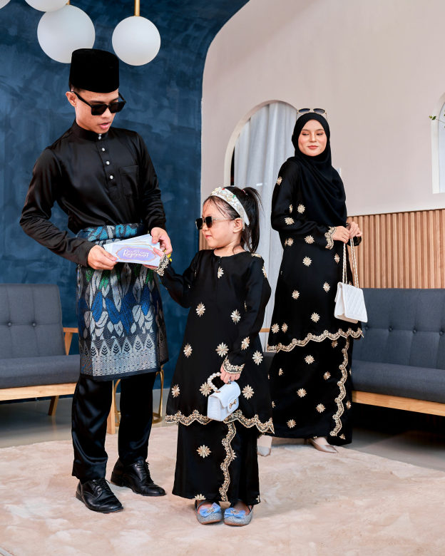 Baju Kurung Sulam Songket Tun Lestari Kids - Melur Black