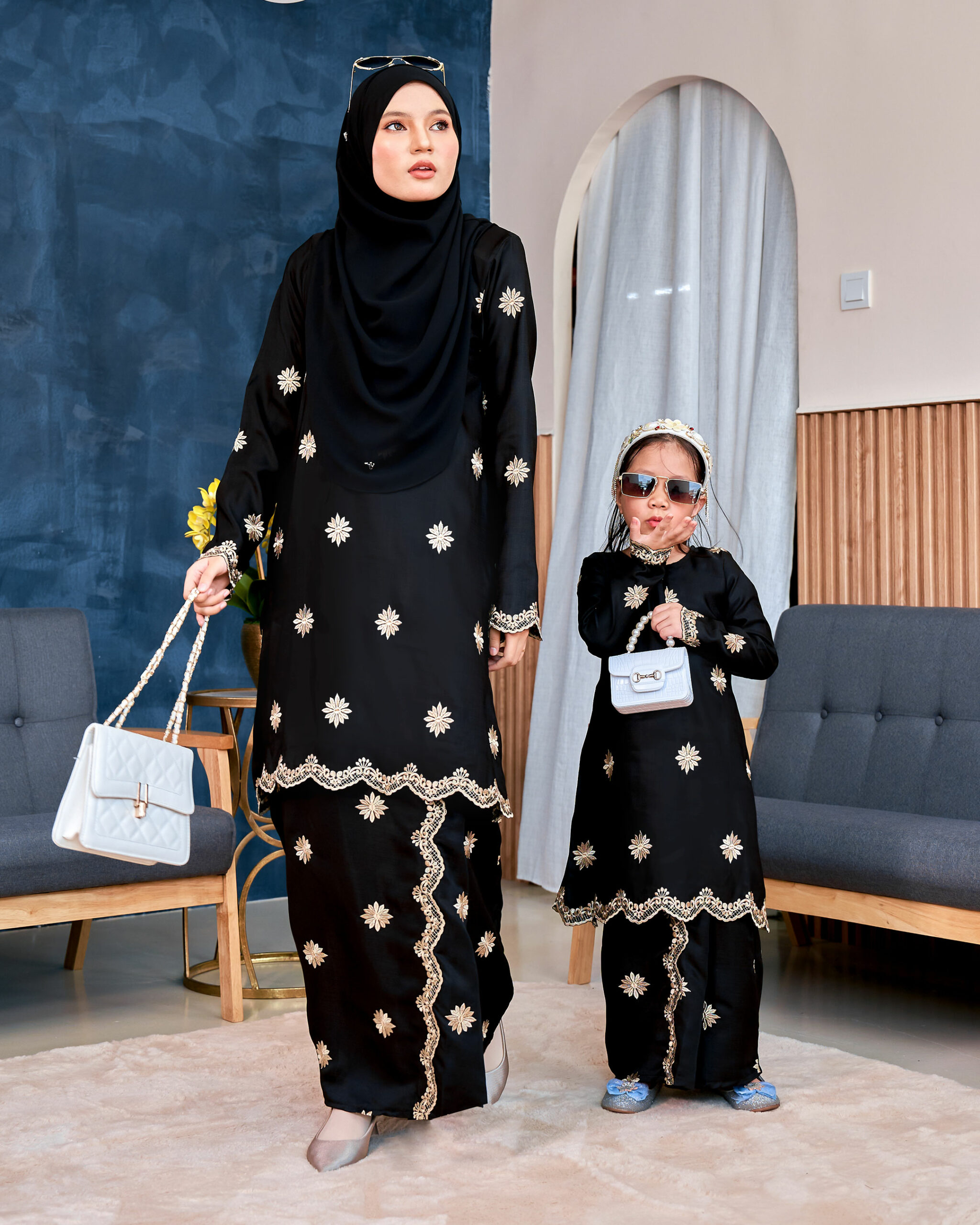 Baju Kurung Sulam Songket Tun Lestari - Melur Black