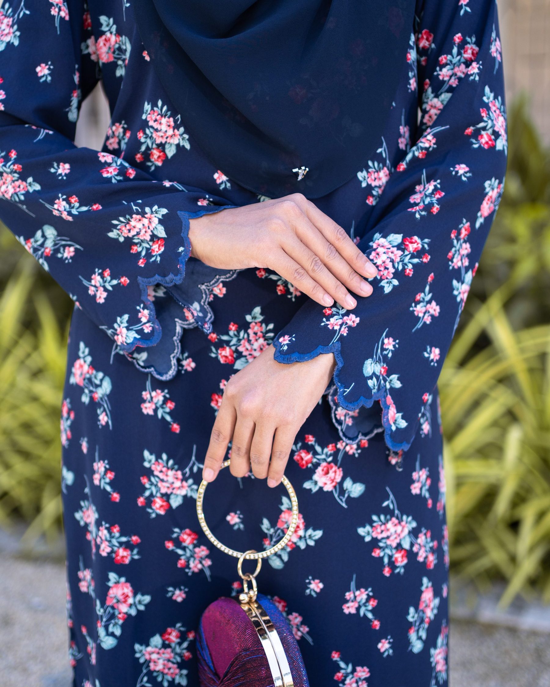 Baju Kurung Sulam Lahina Laluna X MCC - Navy Blue