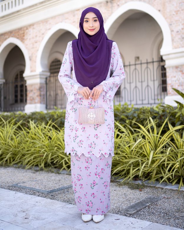 Baju Kurung Sulam Lahina Laluna X MCC - Soft Lilac