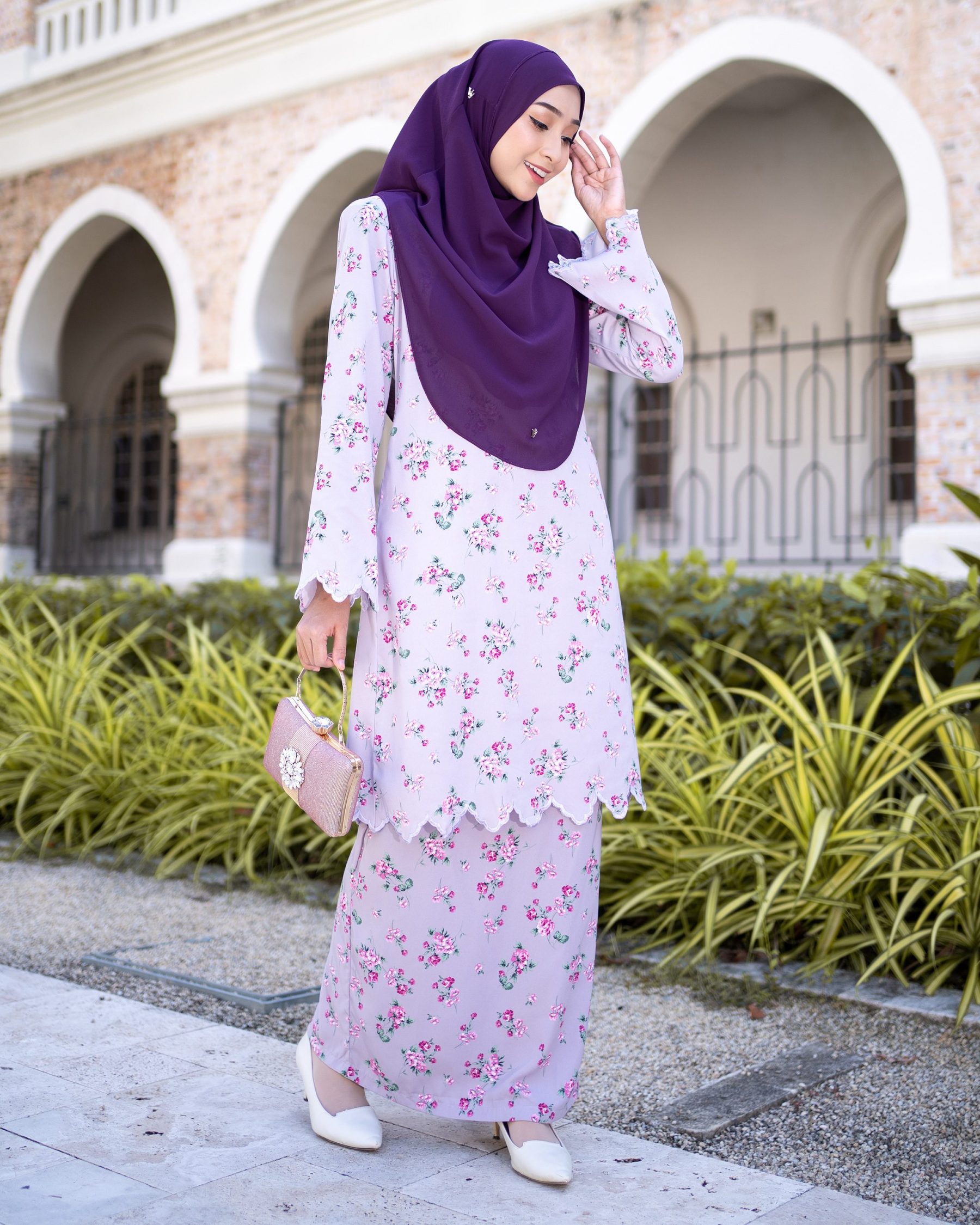 Baju Kurung Sulam Lahina Laluna X MCC - Soft Lilac