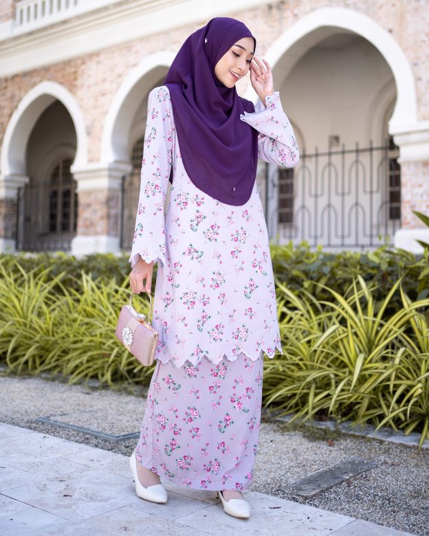 Baju Kurung Sulam Lahina Laluna X MCC - Soft Lilac