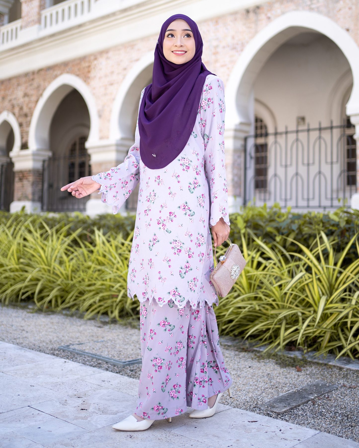Baju Kurung Sulam Lahina Laluna X MCC - Soft Lilac