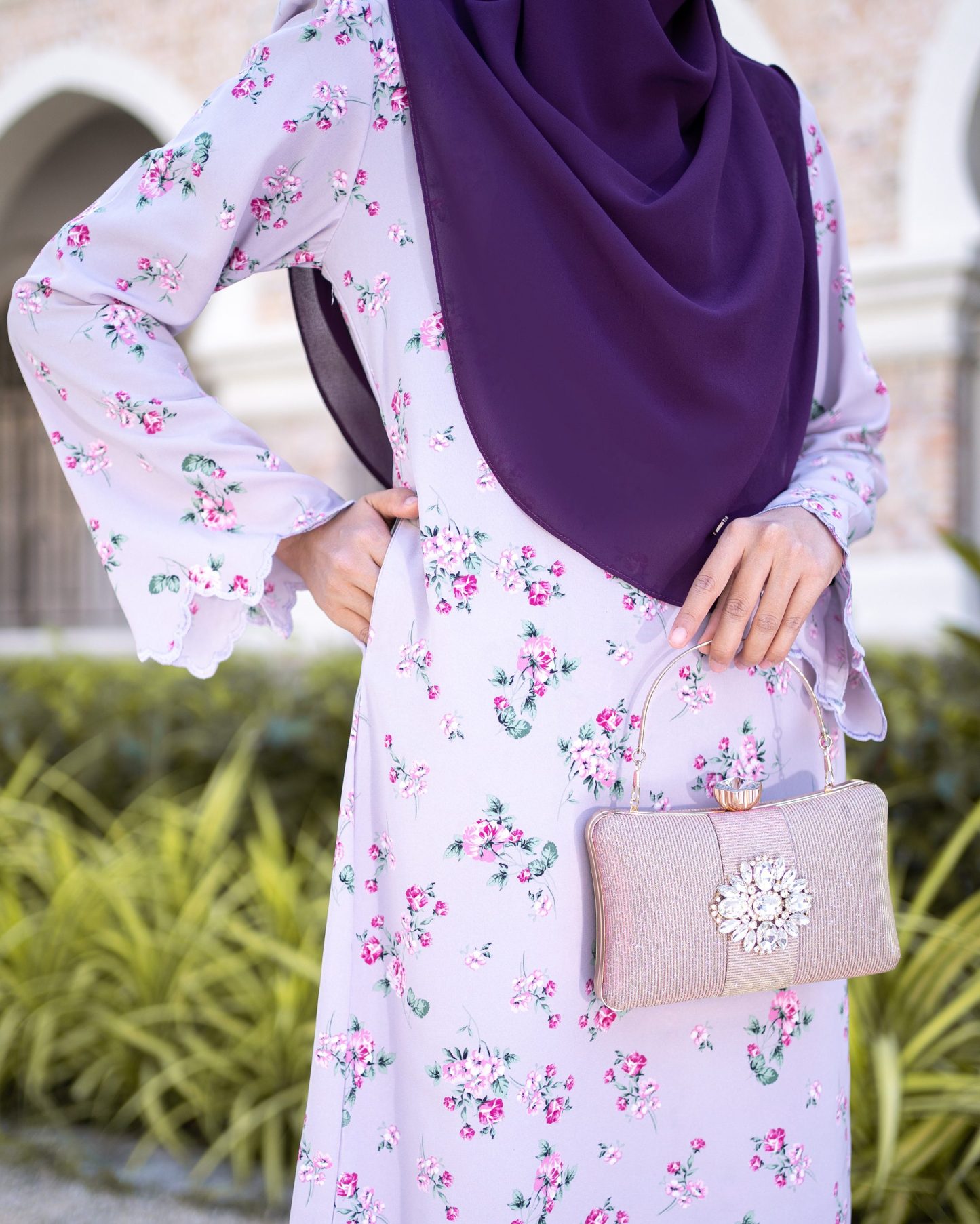 Baju Kurung Sulam Lahina Laluna X MCC - Soft Lilac