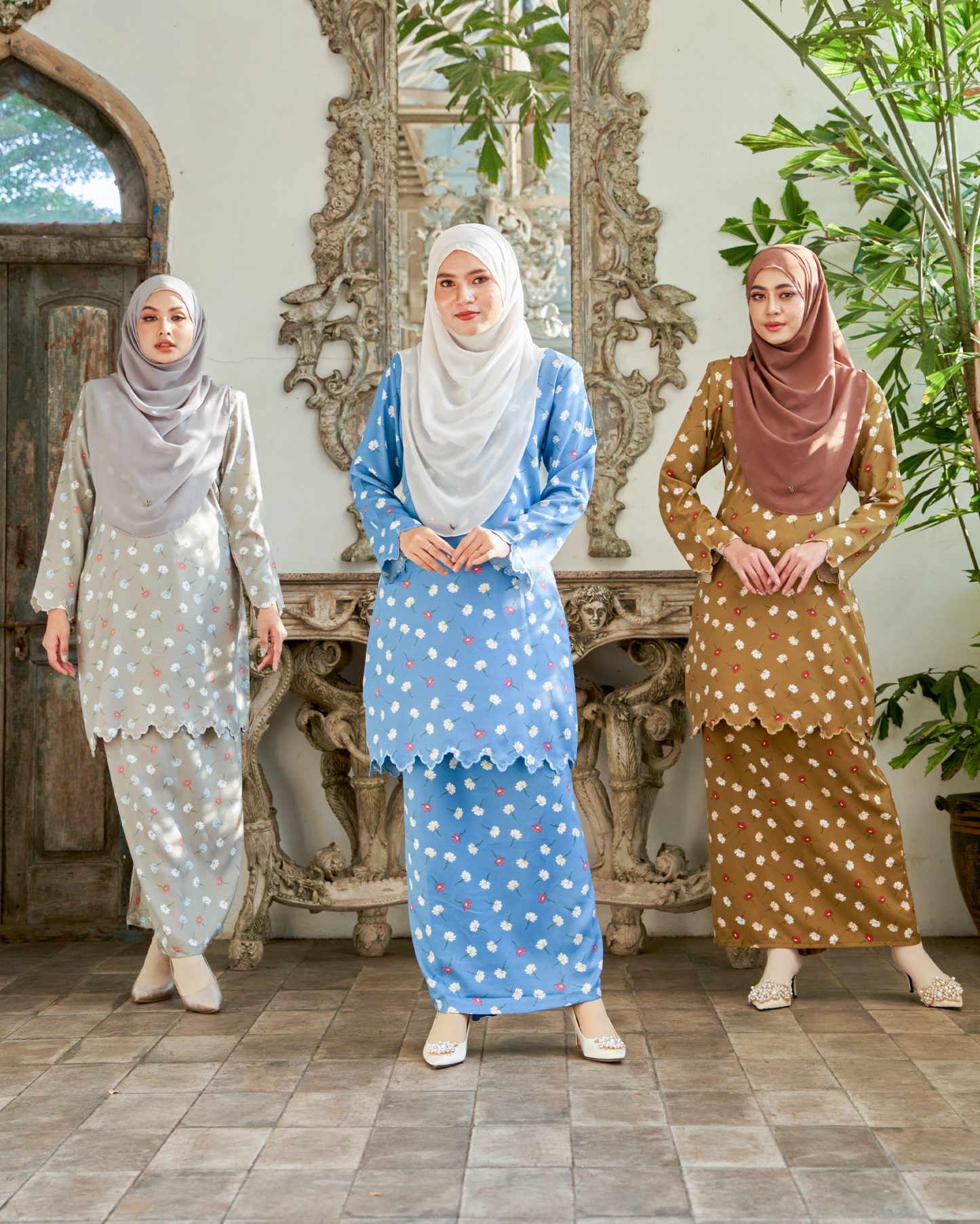 Baju Kurung Sulam Lirnia - Daisy Pewter