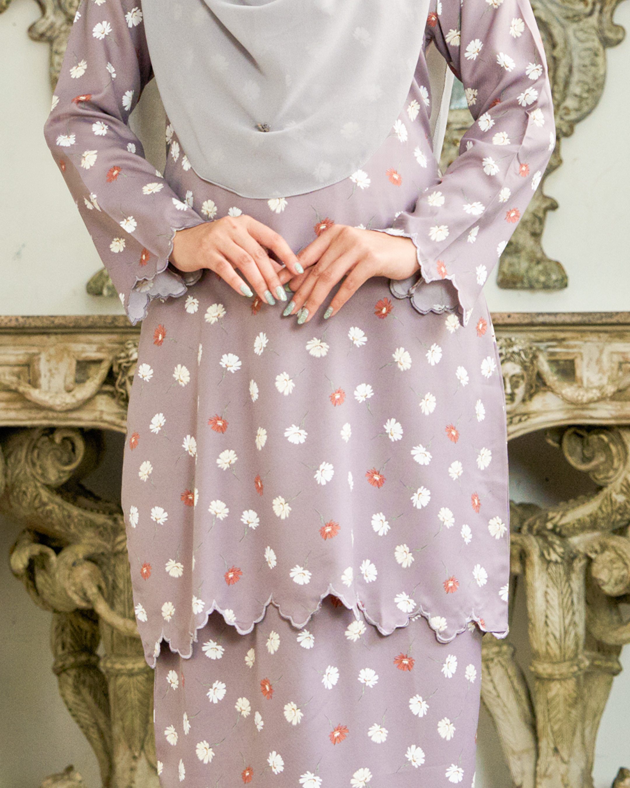 Baju Kurung Sulam Lirnia - Daisy Mauve