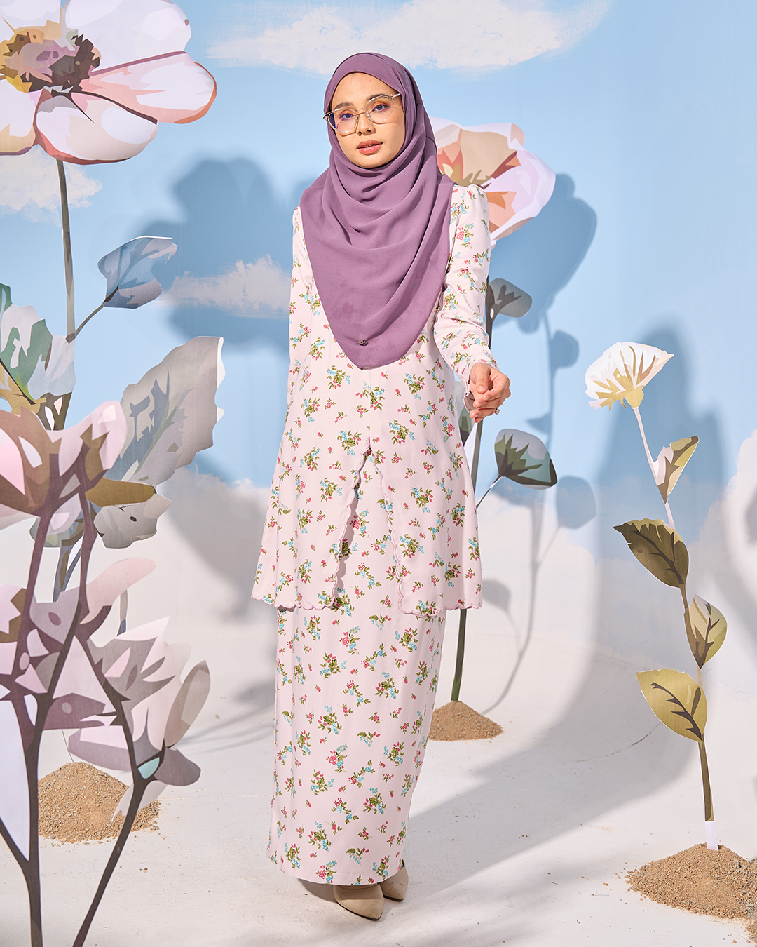 Baju Kurung Sulam Lutfia Laluna X MCC - Periwinkle