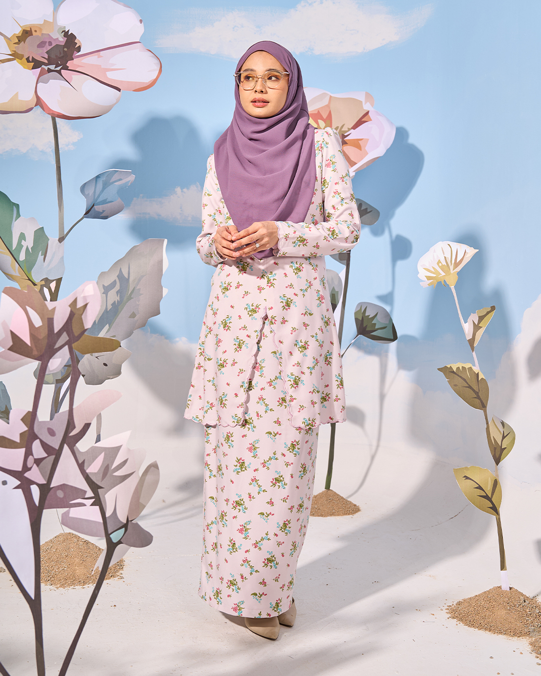 Baju Kurung Sulam Lutfia Laluna X MCC - Periwinkle