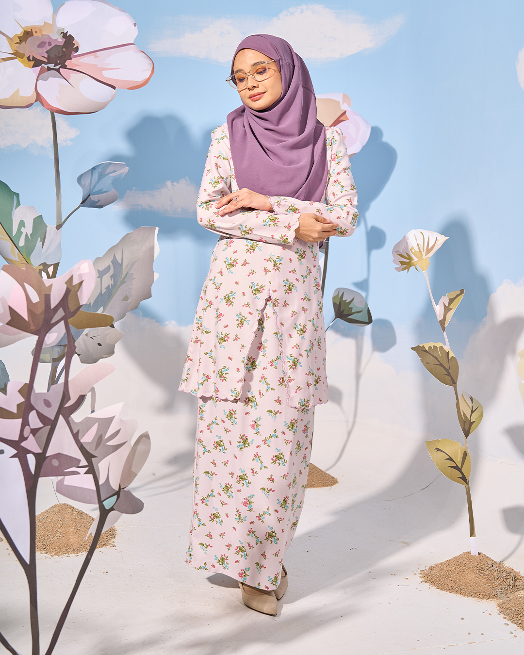 Baju Kurung Sulam Lutfia Laluna X MCC - Periwinkle