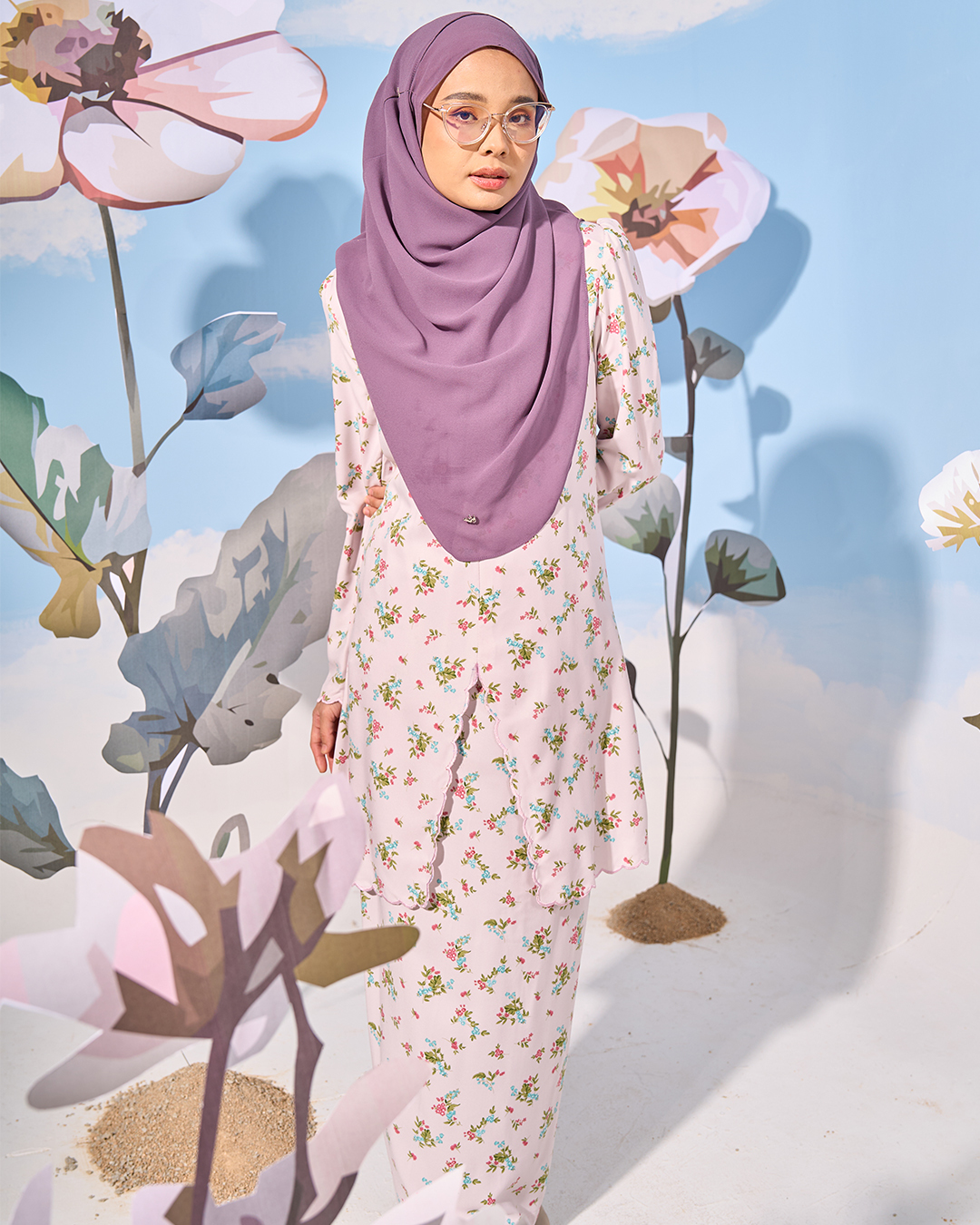 Baju Kurung Sulam Lutfia Laluna X MCC - Periwinkle