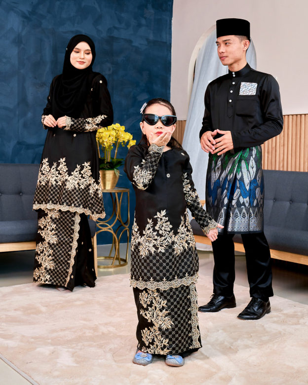 Baju Kurung Sulam Songket Tun Lestari - Kuntum Black