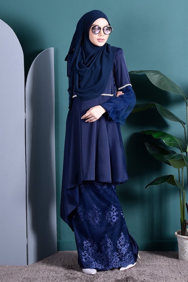 Baju Kurung Tutu Lace Imaan - Deep Blue