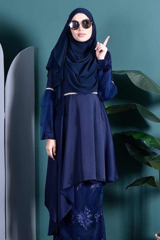 Baju Kurung Tutu Lace Imaan - Deep Blue