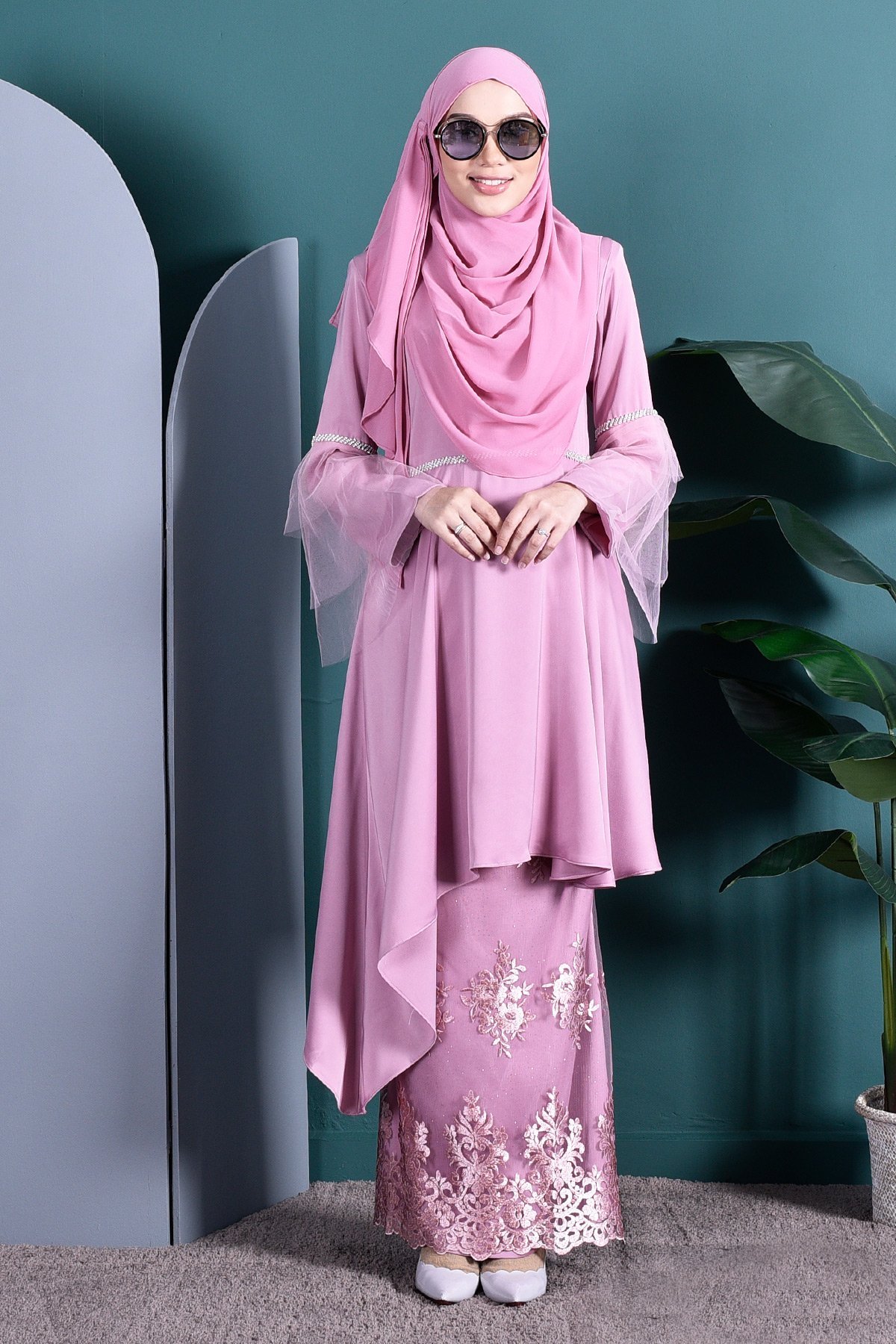 Baju Kurung Tutu Lace Imaan - Blush Pink