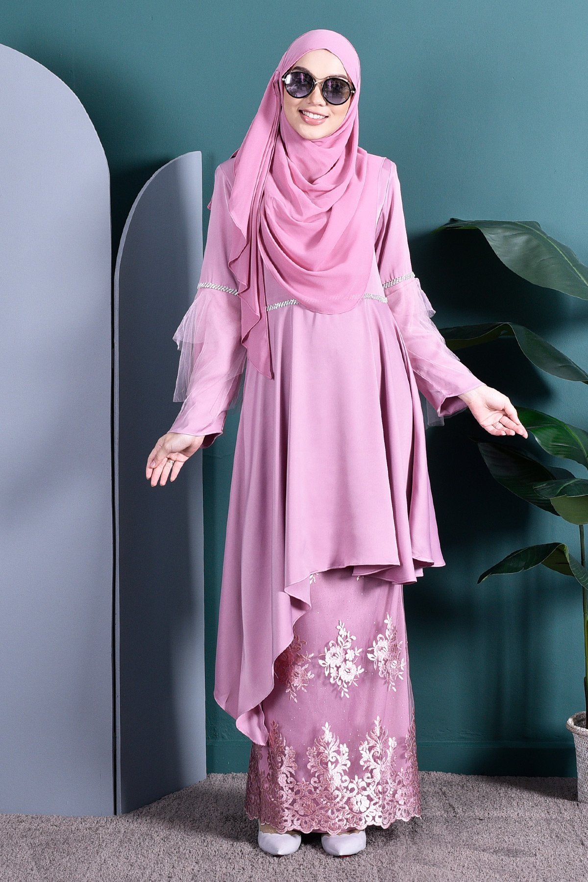 Baju Kurung Tutu Lace Imaan - Blush Pink