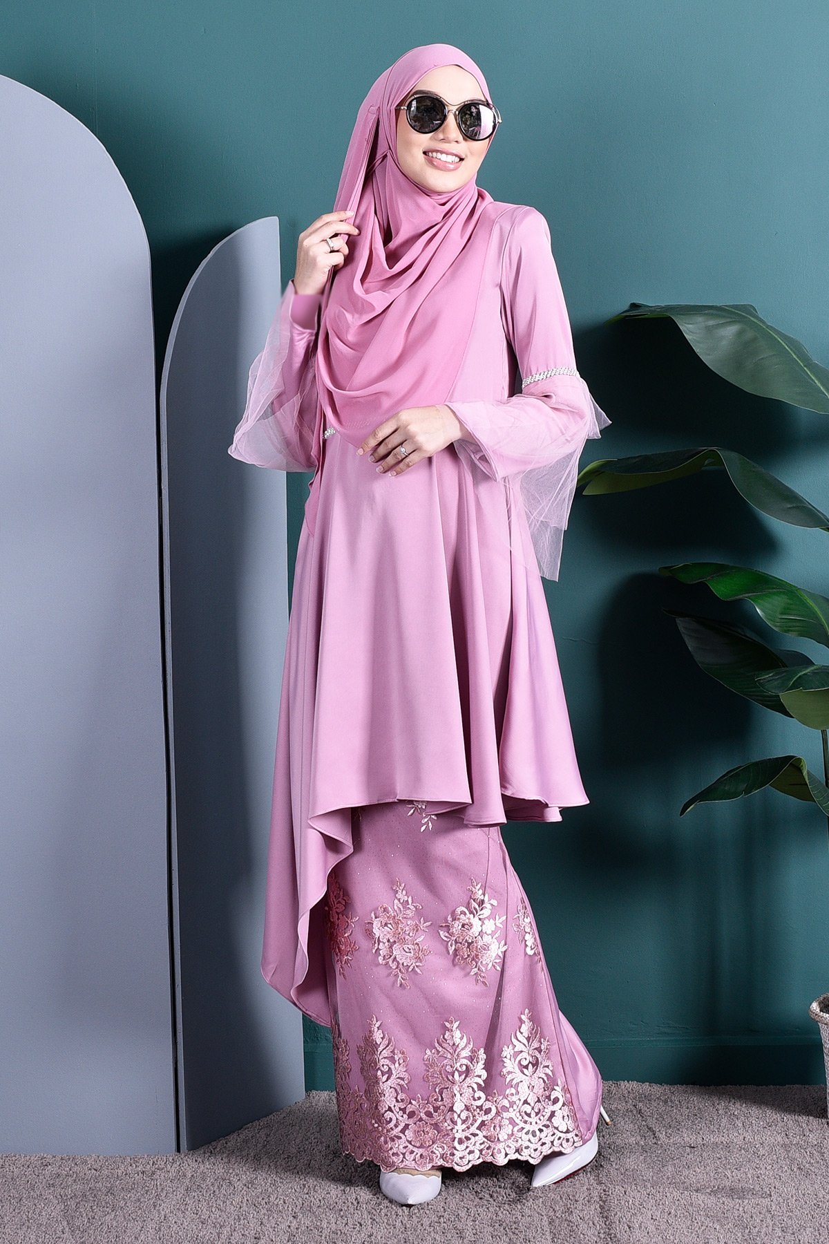 Baju Kurung Tutu Lace Imaan - Blush Pink
