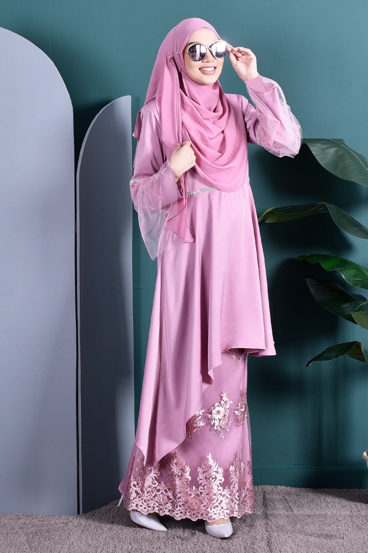 Baju Kurung Tutu Lace Imaan - Blush Pink