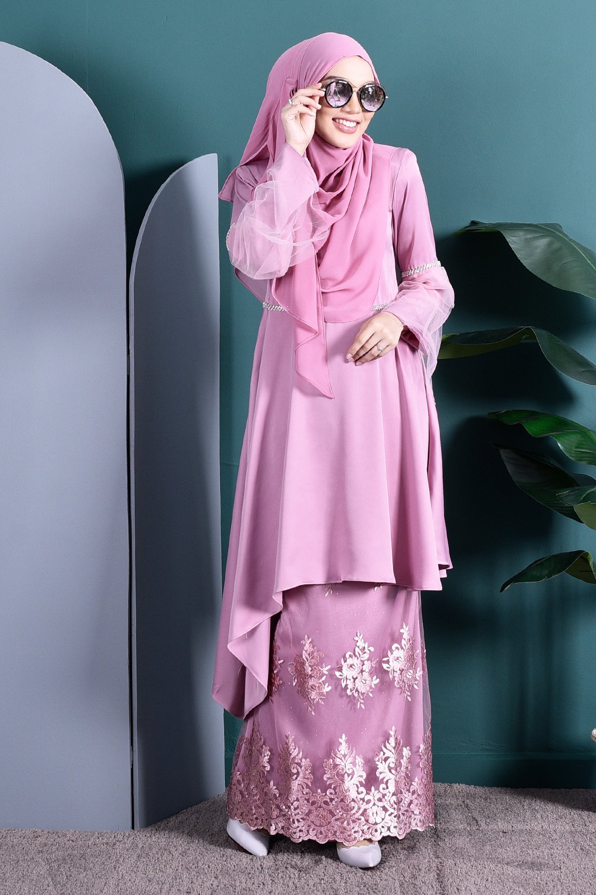 Baju Kurung Tutu Lace Imaan - Blush Pink