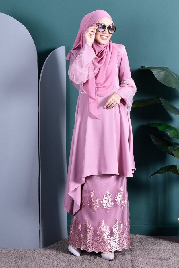 Baju Kurung Tutu Lace Imaan - Blush Pink