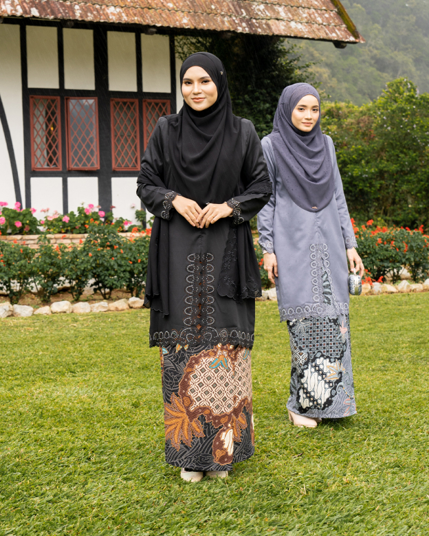 Baju Kebarung Lasercut Almira - Black