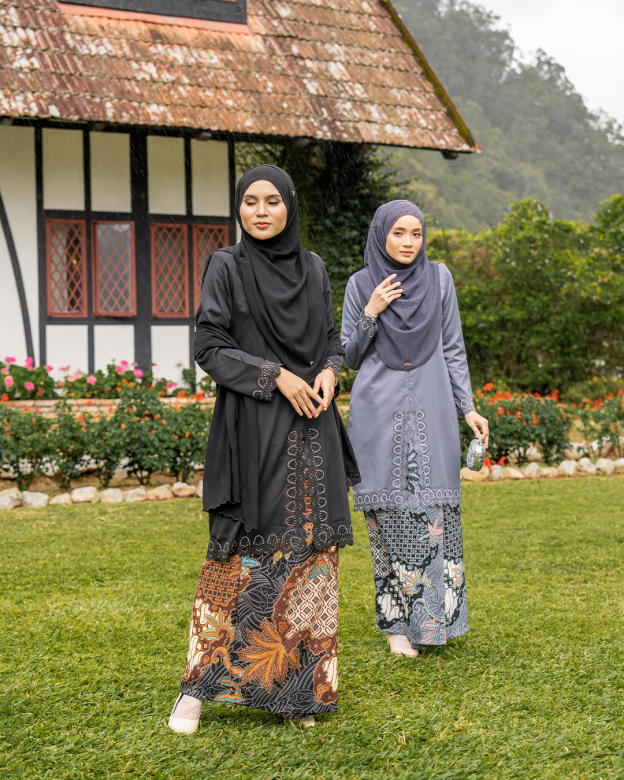 Baju Kebarung Lasercut Almira - Black