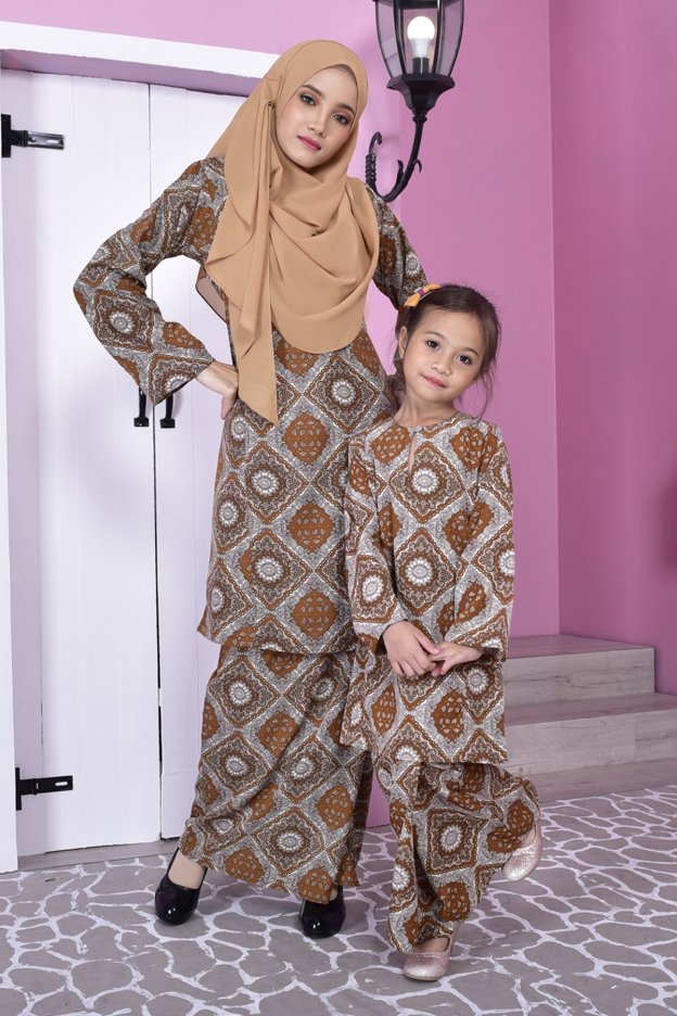 Baju Kurung Pahang Perry Kids - Hot Brown