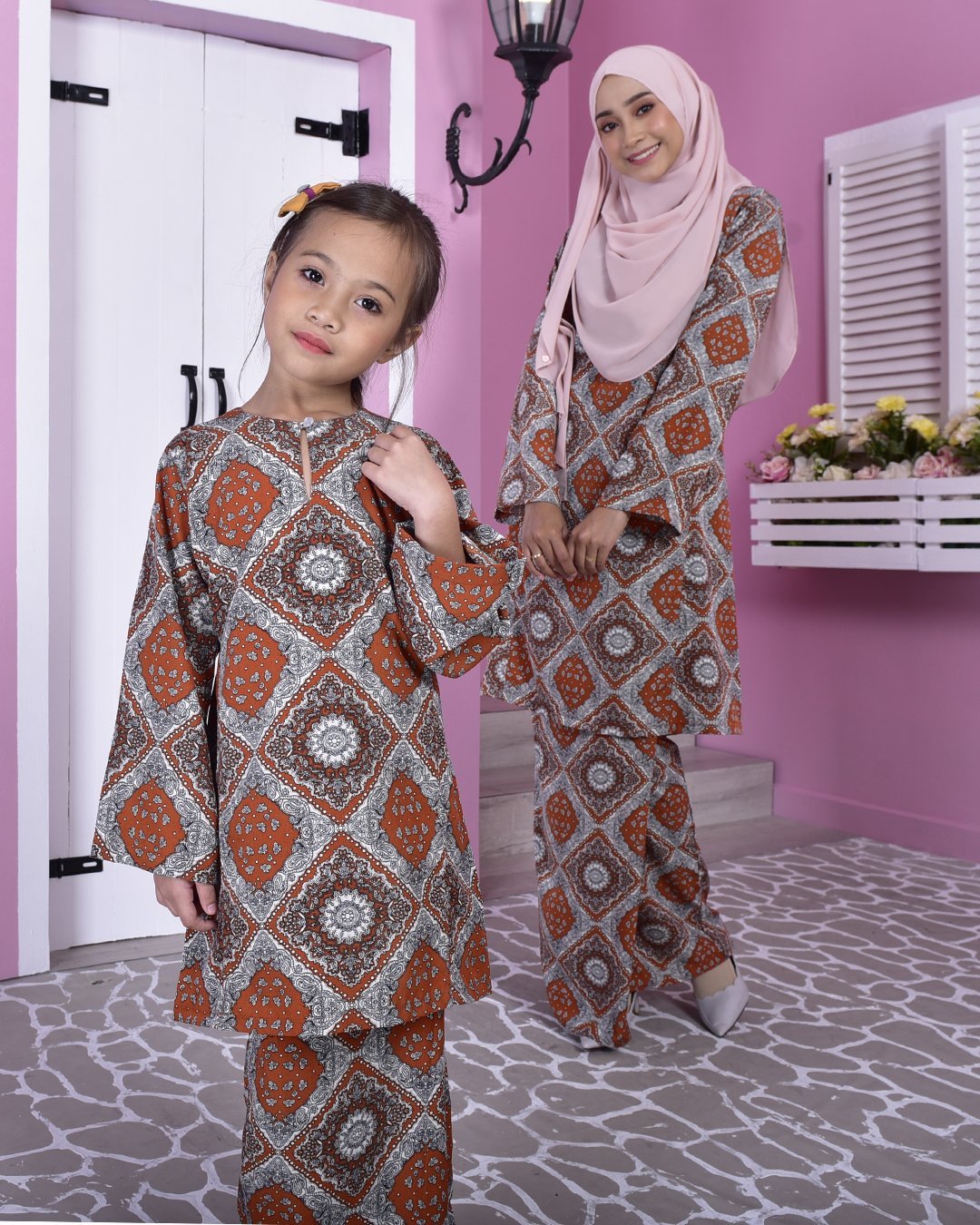 Baju Kurung Pahang Perry Kids - Sunny Tangerine