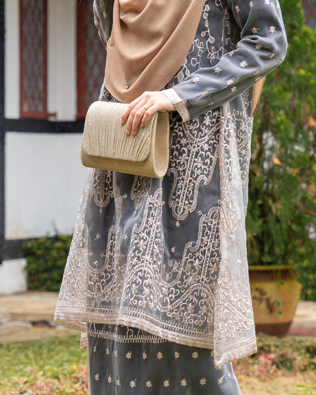 Baju Kurung Riau Lace Aura - Black Khaki