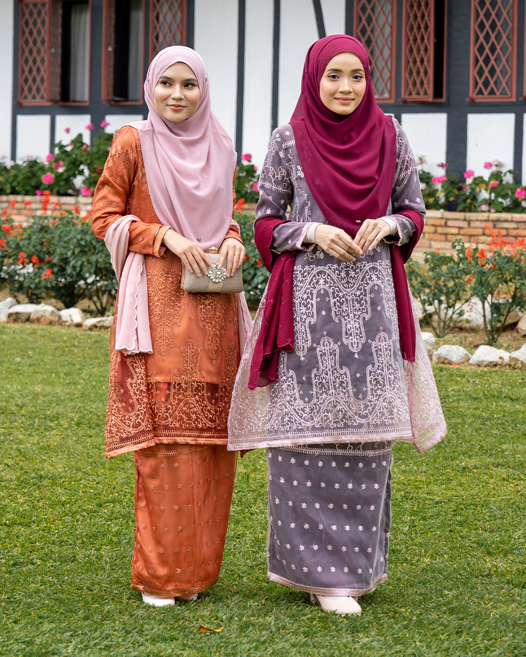 Baju Kurung Riau Lace Aura - Pink Raspberry