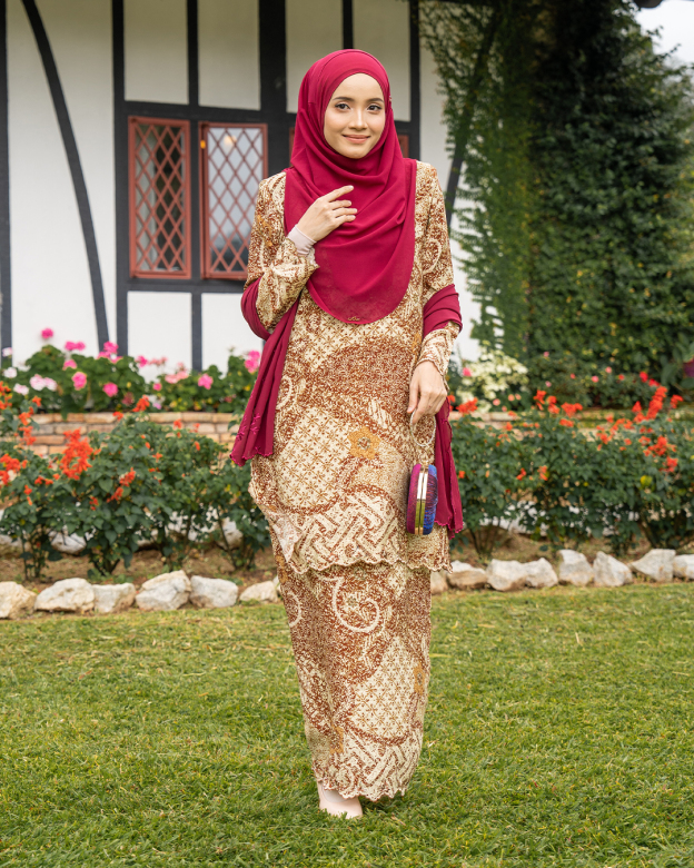 Baju Kurung Batik Ashalee - Hazelnut Brown