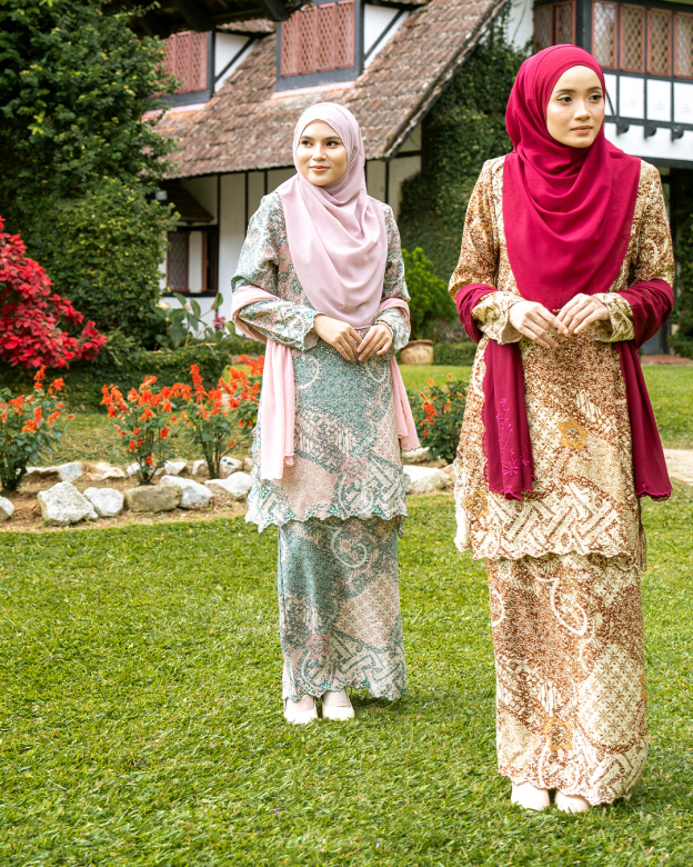 Baju Kurung Batik Ashalee - Khaki Green