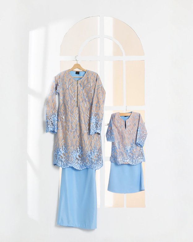 Baju Kurung Lace Aifa Kids - Latte Smoke