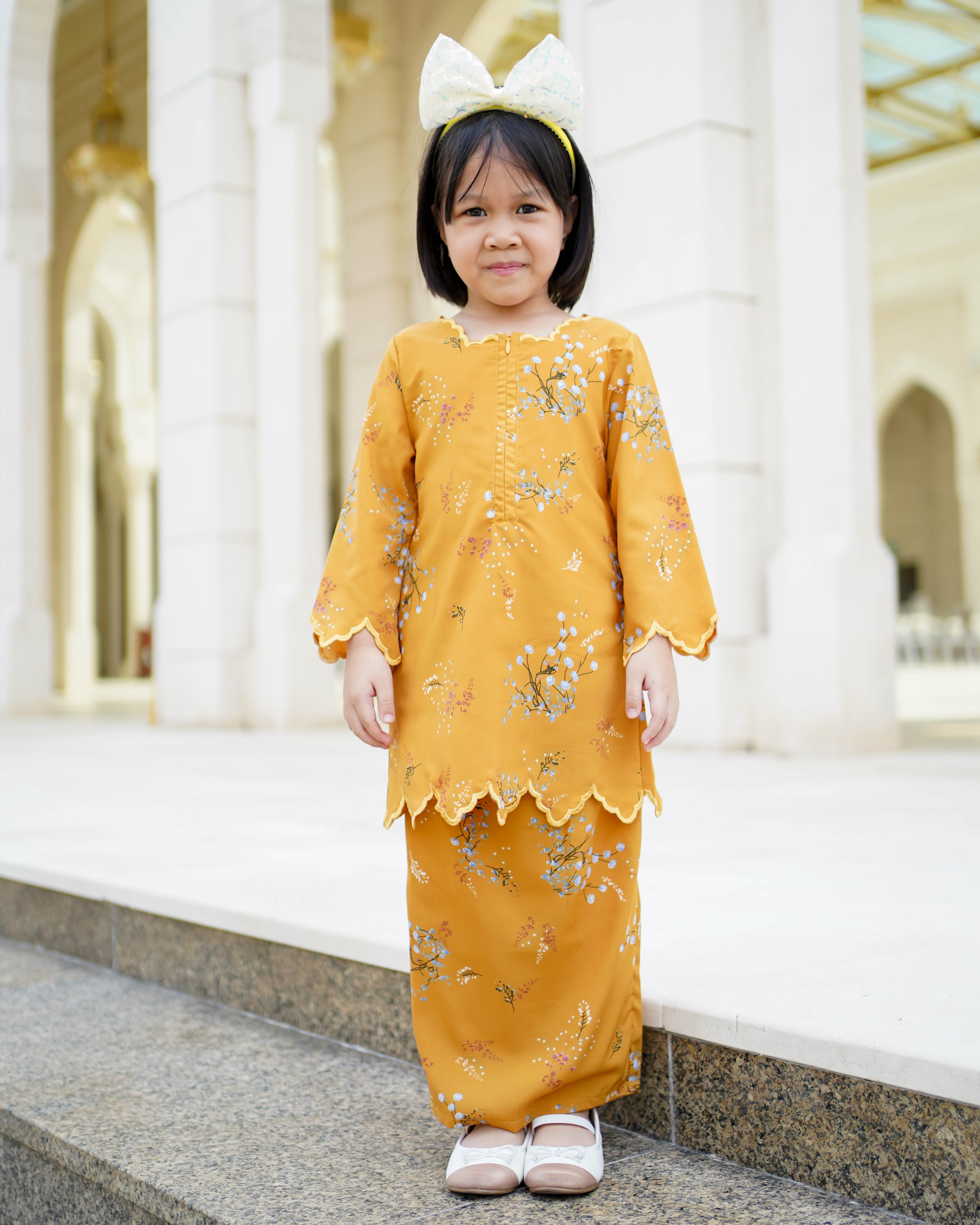 Baju Kurung Sulam Lahita Kids Laluna X MCC - Gold Mustard