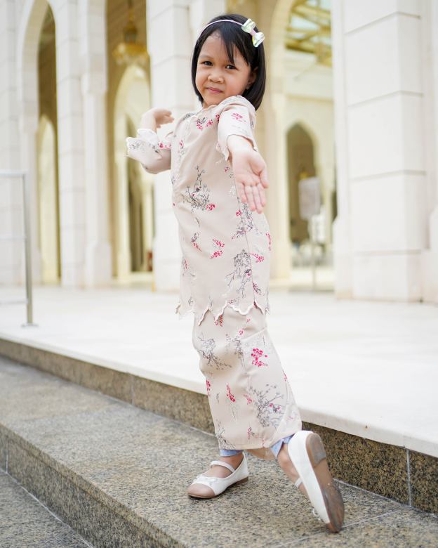 Baju Kurung Sulam Lahita Kids Laluna X MCC - Tan Brown