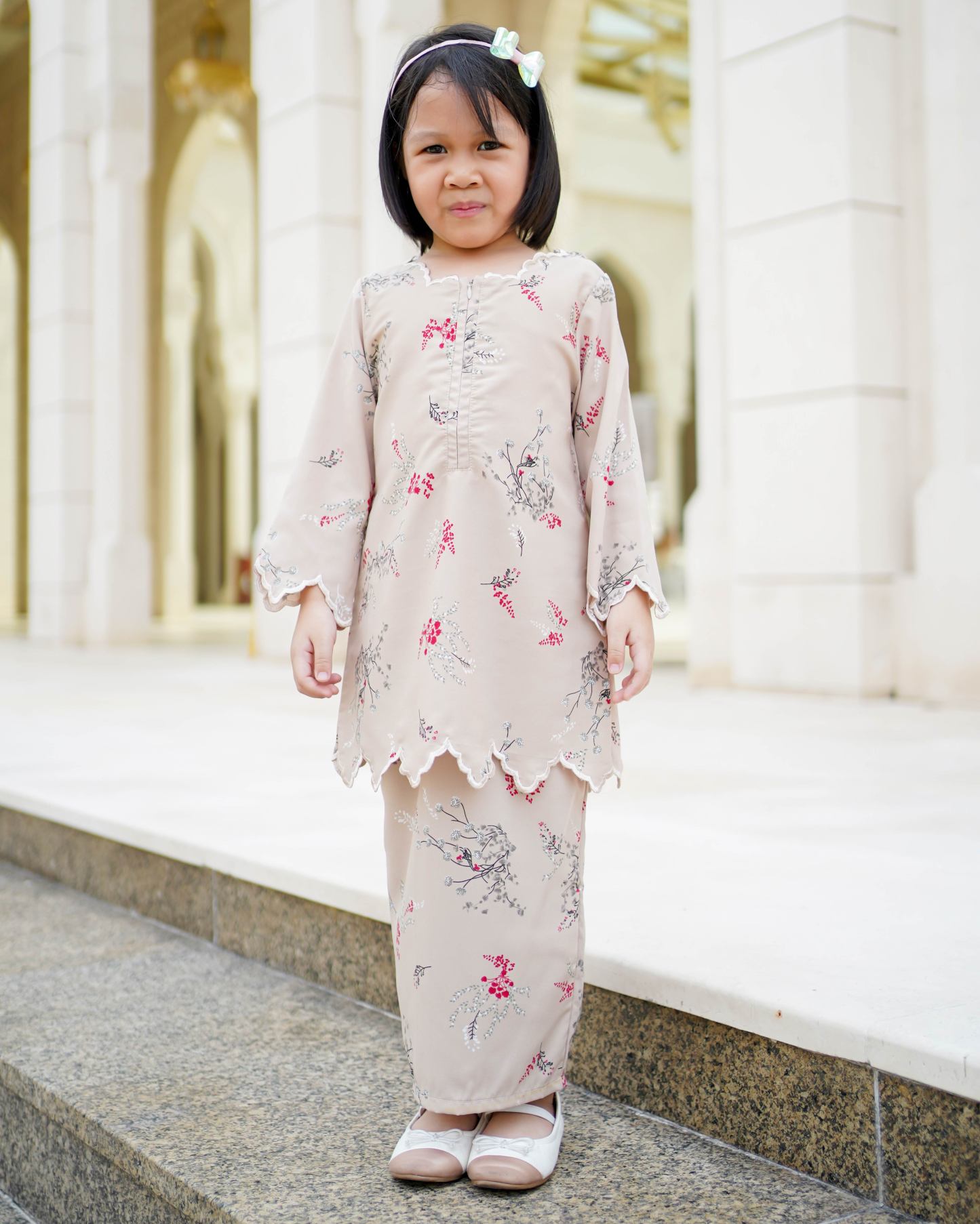Baju Kurung Sulam Lahita Kids Laluna X MCC - Tan Brown