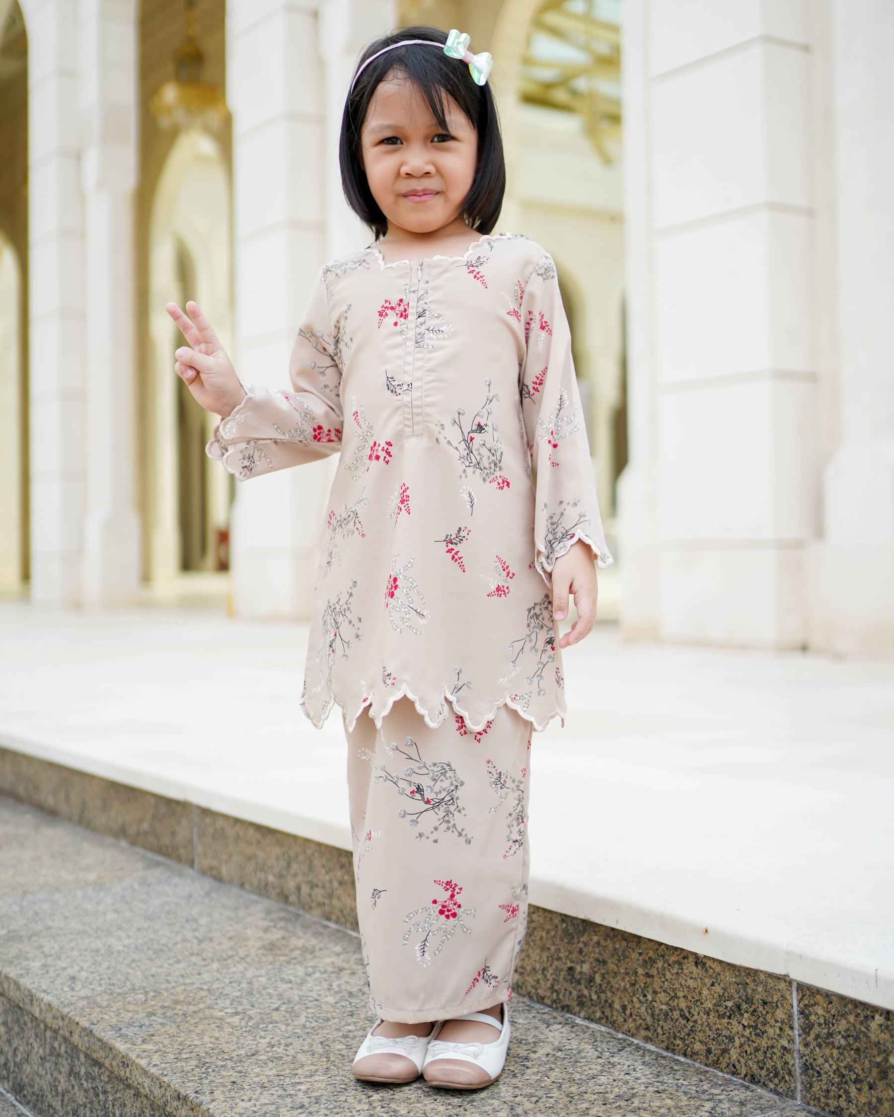 Baju Kurung Sulam Lahita Kids Laluna X MCC - Tan Brown