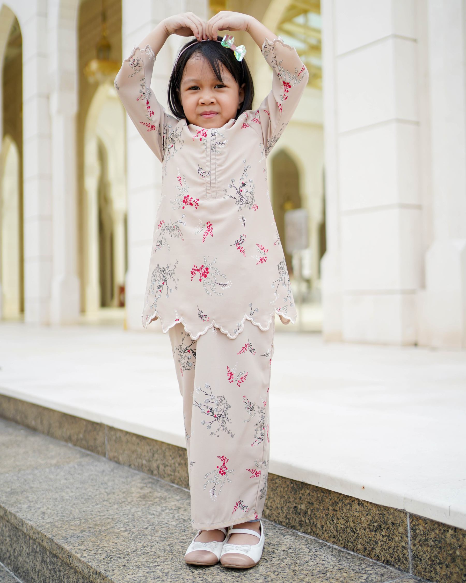 Baju Kurung Sulam Lahita Kids Laluna X MCC - Tan Brown