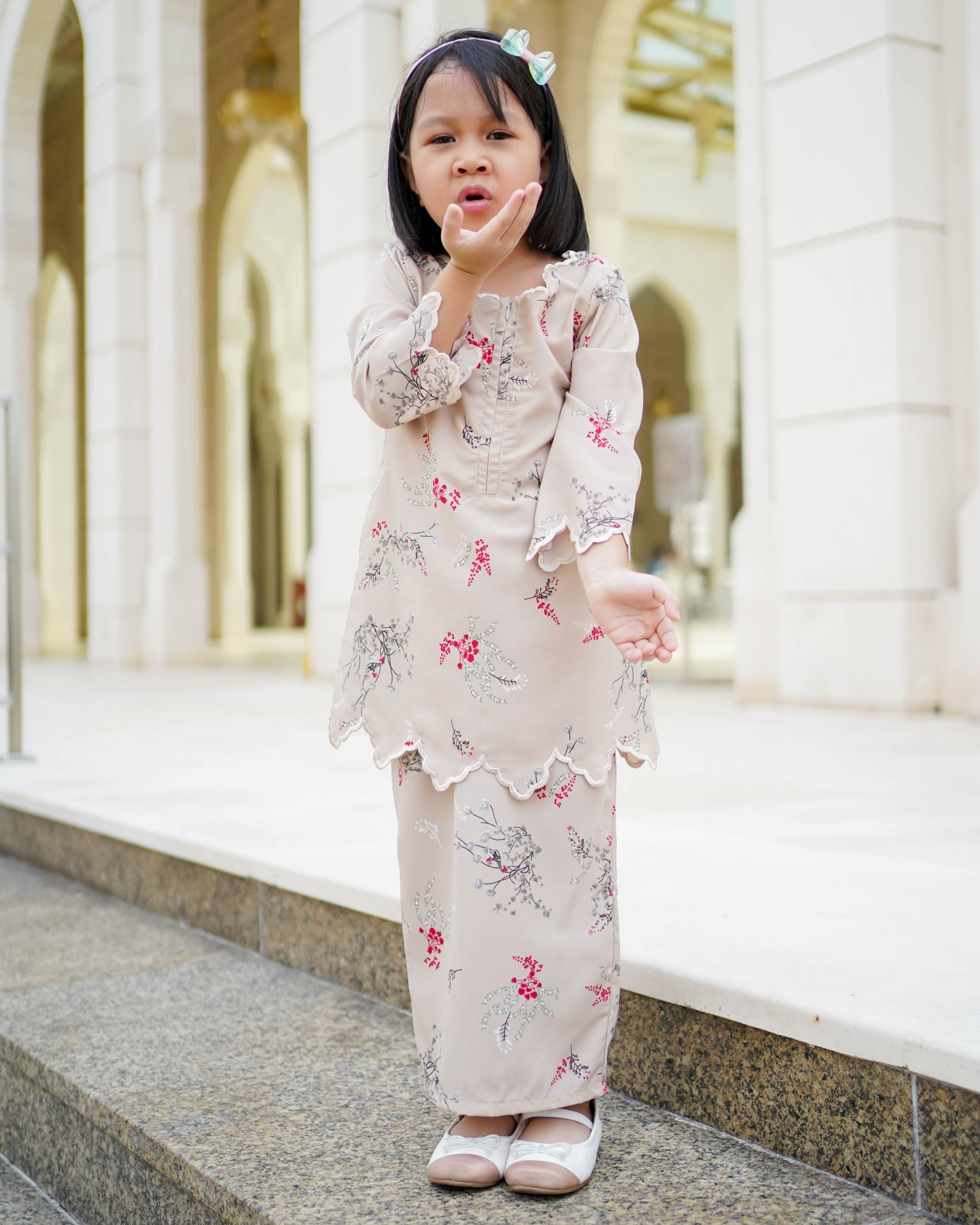 Baju Kurung Sulam Lahita Kids Laluna X MCC - Tan Brown