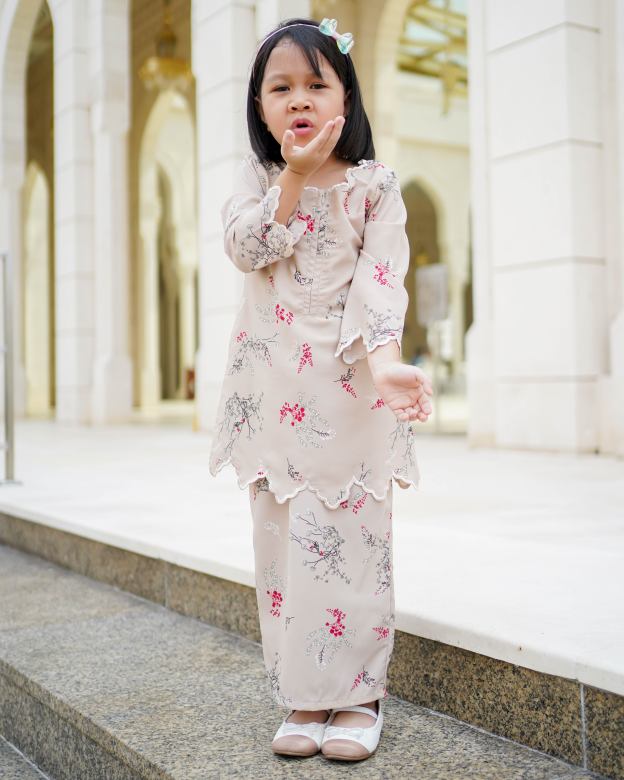Baju Kurung Sulam Lahita Kids Laluna X MCC - Tan Brown