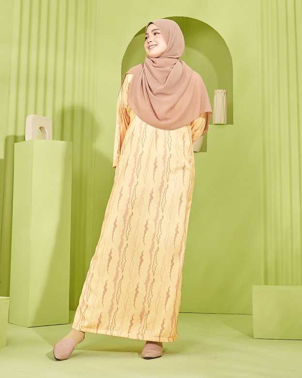Kaftan Ulfaisya Laluna X MCC - Yellow Brown