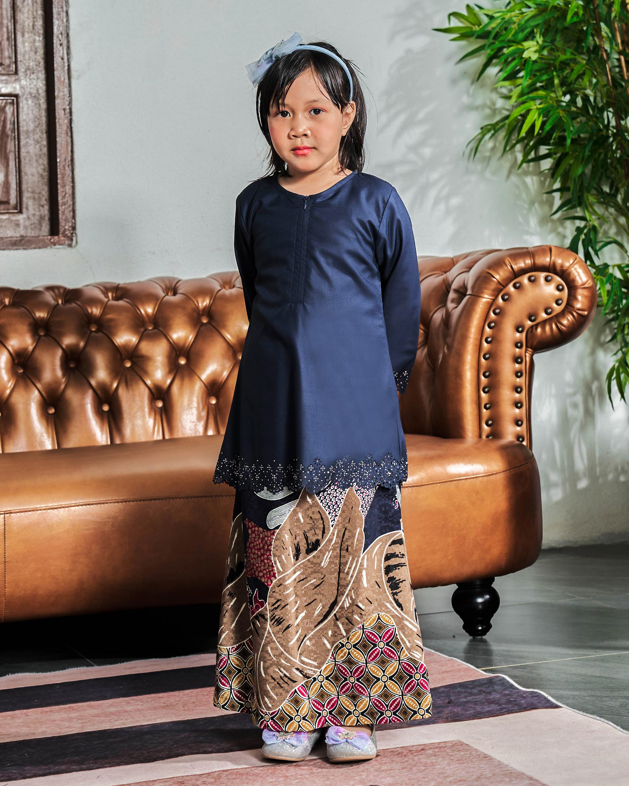 Baju Kurung Batik Lasercut Haya - Misty Blue