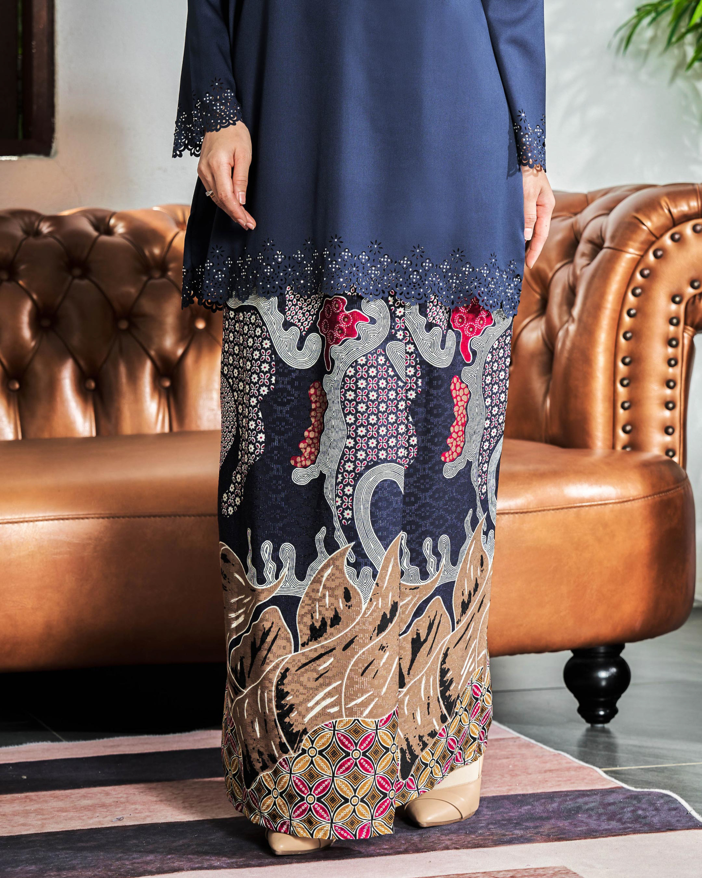 Baju Kurung Batik Lasercut Haya - Misty Blue