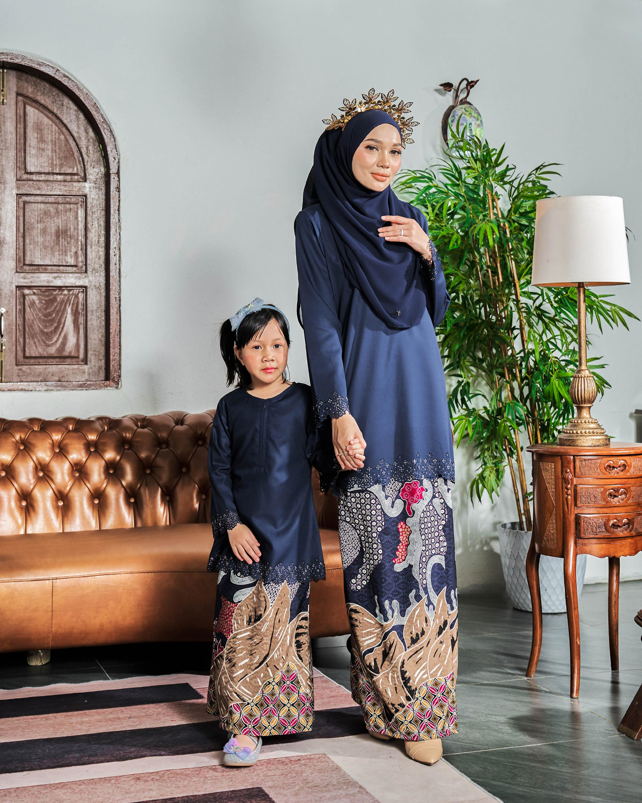 Baju Kurung Batik Lasercut Haya Kids - Misty Blue