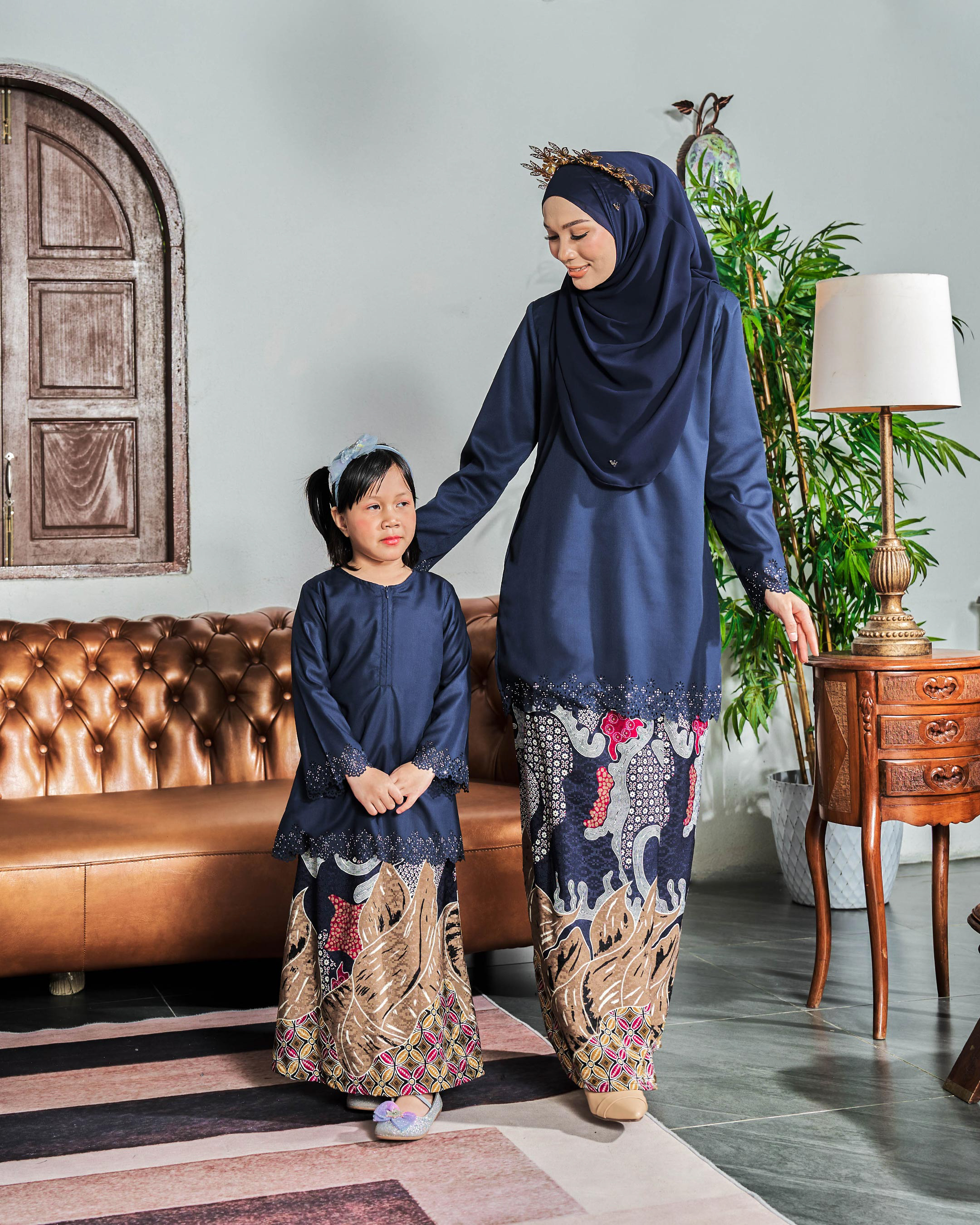 Baju Kurung Batik Lasercut Haya - Misty Blue