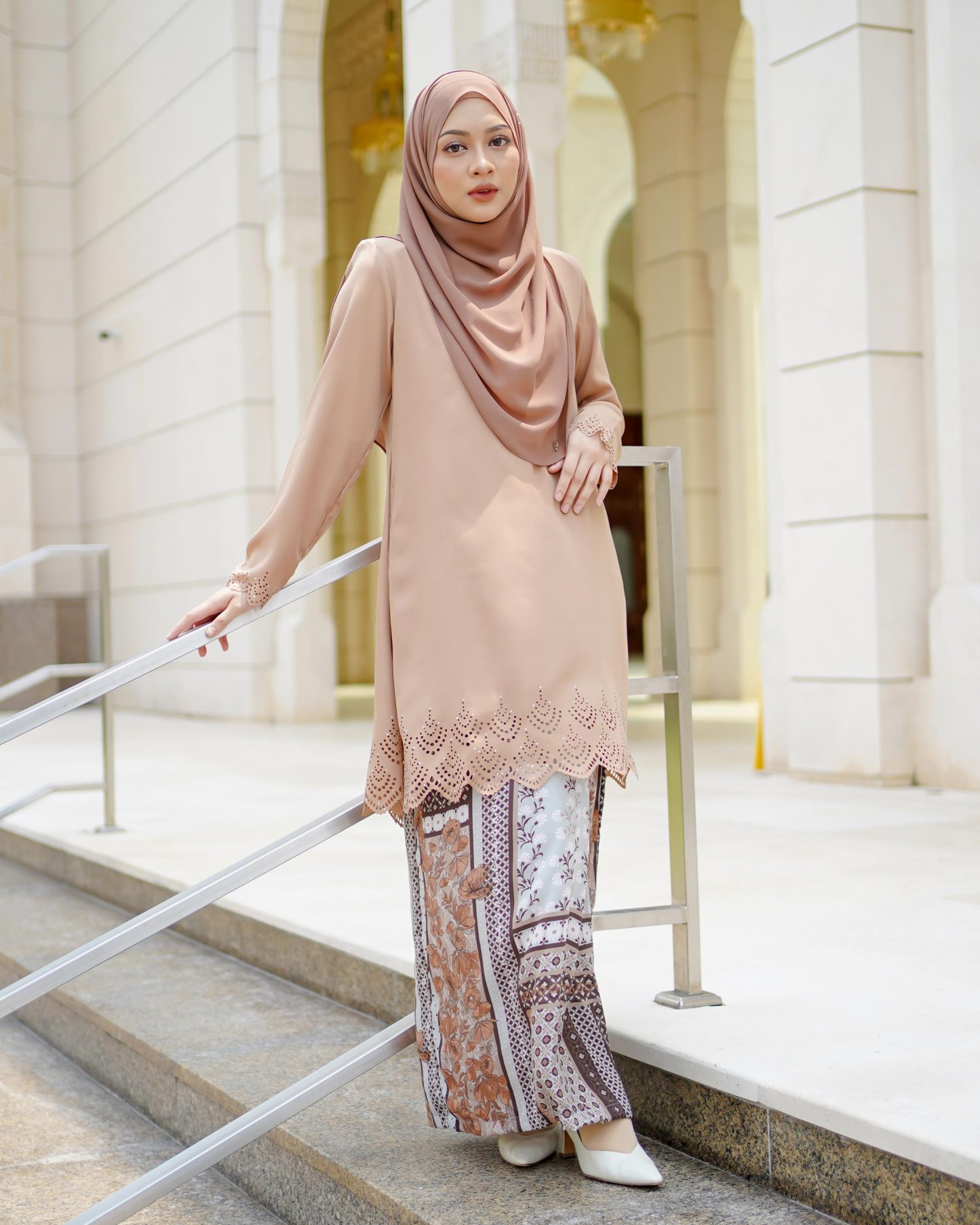 Baju Kurung Pahang Lasercut Udyana - Tortilla Brown