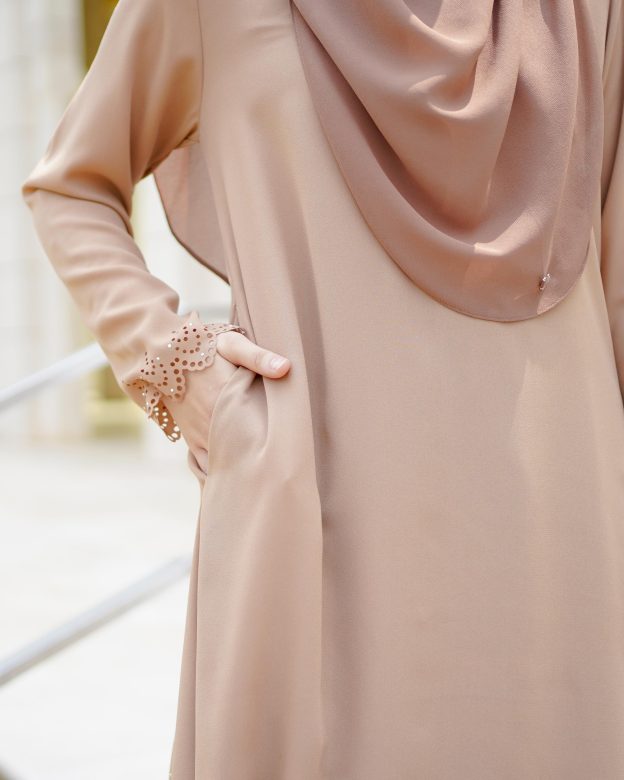 Baju Kurung Pahang Lasercut Udyana - Tortilla Brown