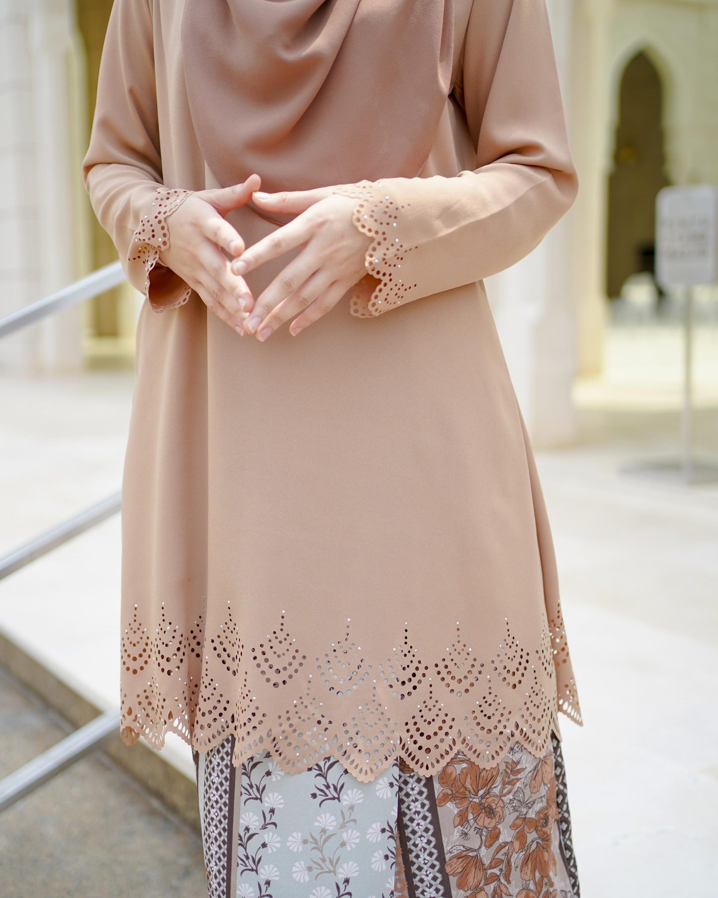 Baju Kurung Pahang Lasercut Udyana - Tortilla Brown
