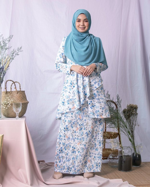 Baju Kurung Pleated Adita - Light Blue