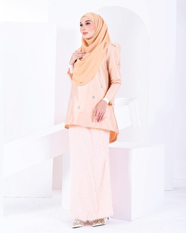 Baju Kurung Puffy Ameldy - Cantaloupe Pearl