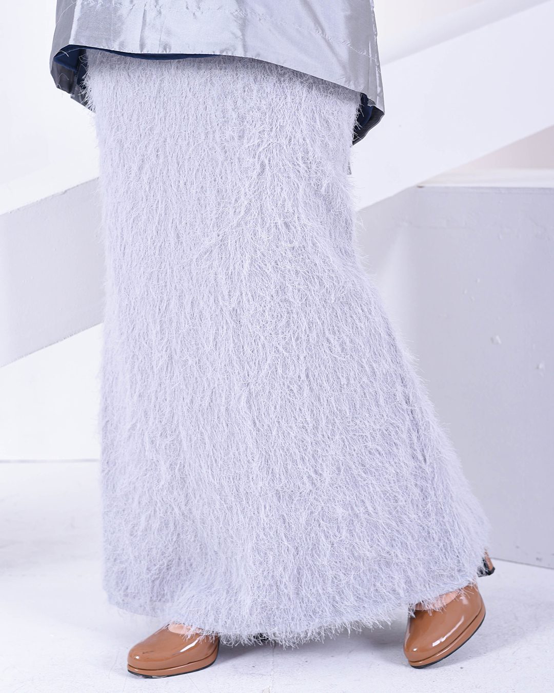 Baju Kurung Puffy Ameldy - Silver Pearl